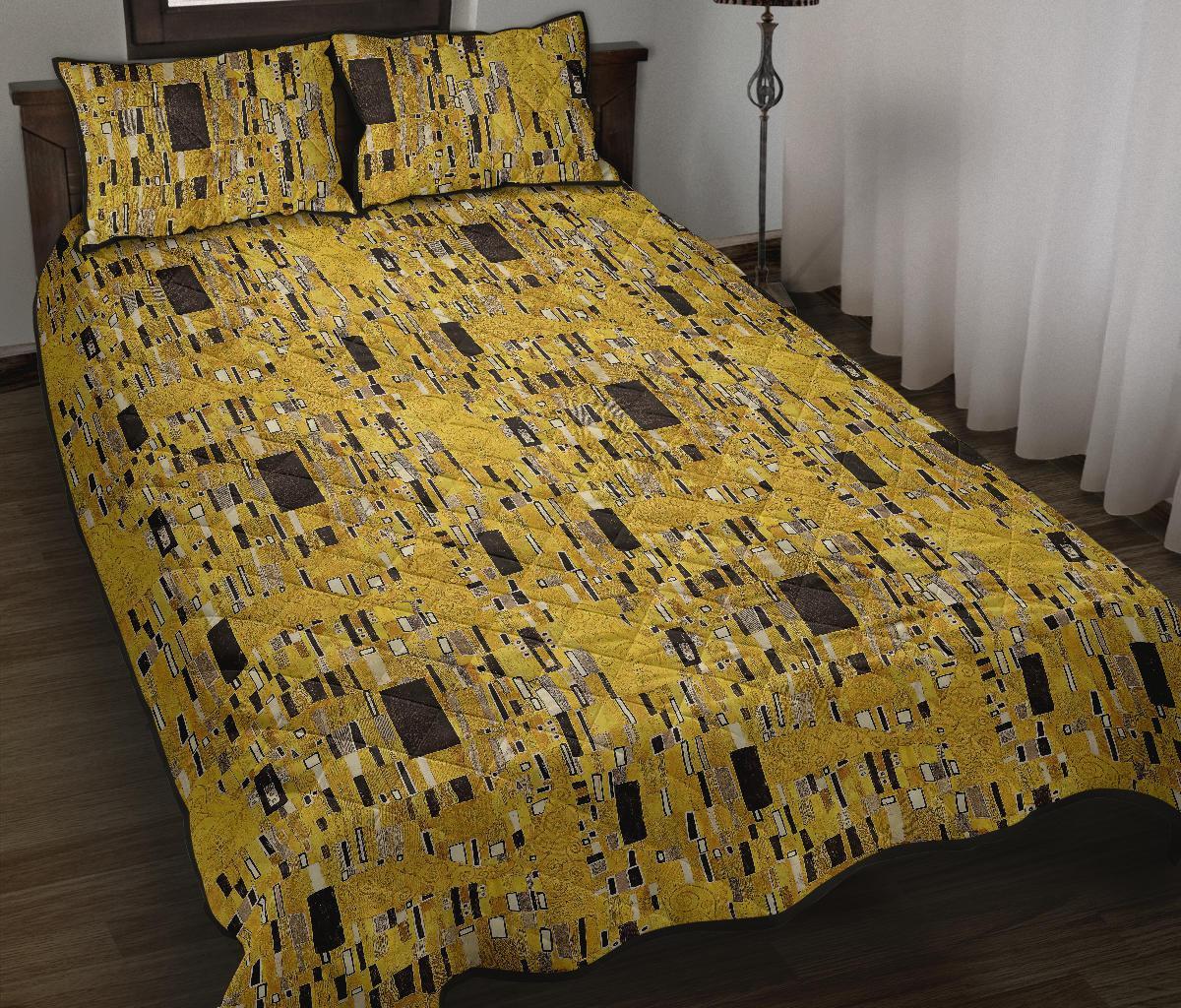 Klimt Gold Print Pattern Bed Set Quilt-grizzshop