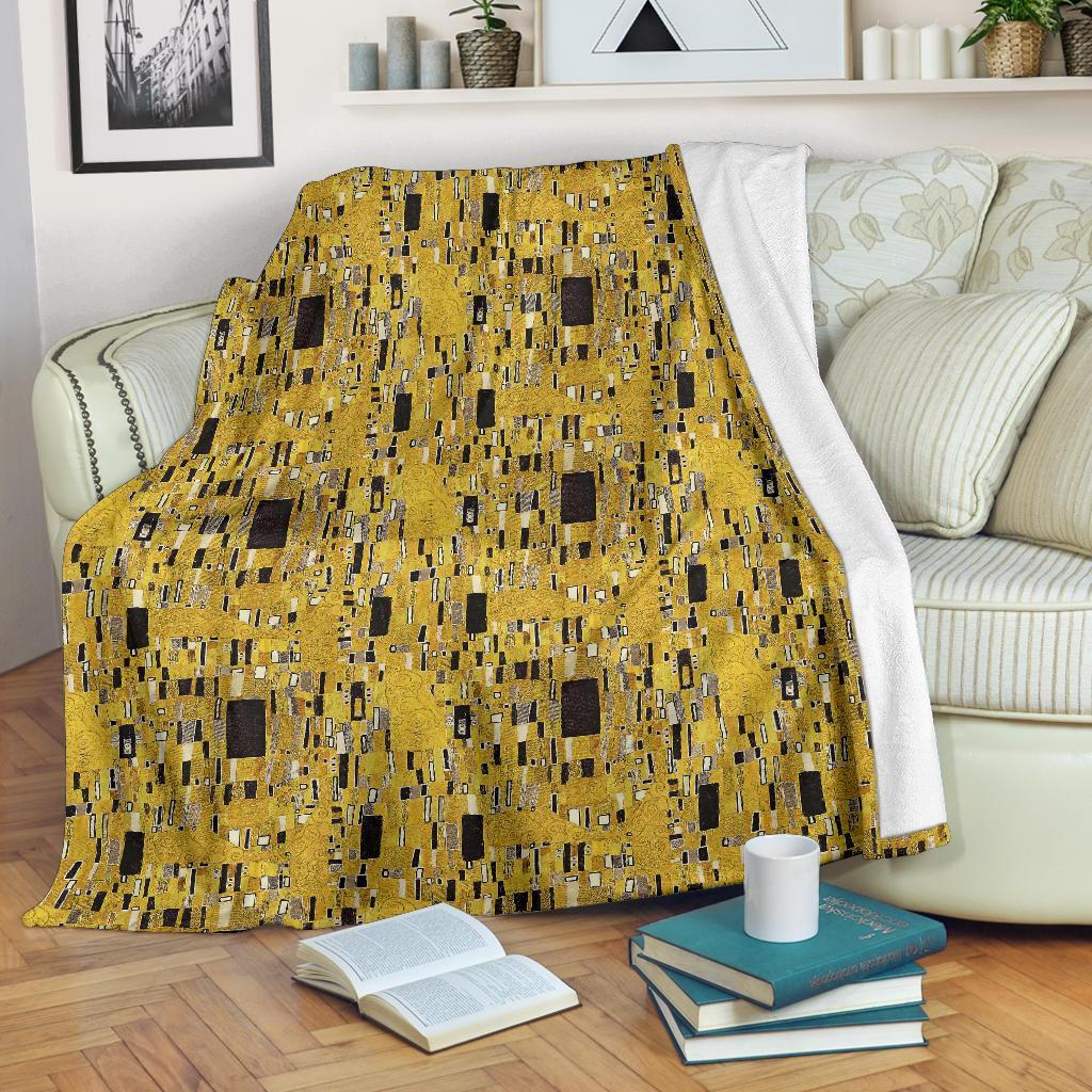 Klimt Gold Print Pattern Blanket-grizzshop