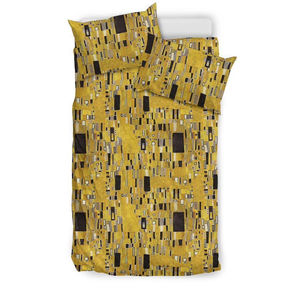 Klimt Gold Print Pattern Duvet Cover Bedding Set-grizzshop