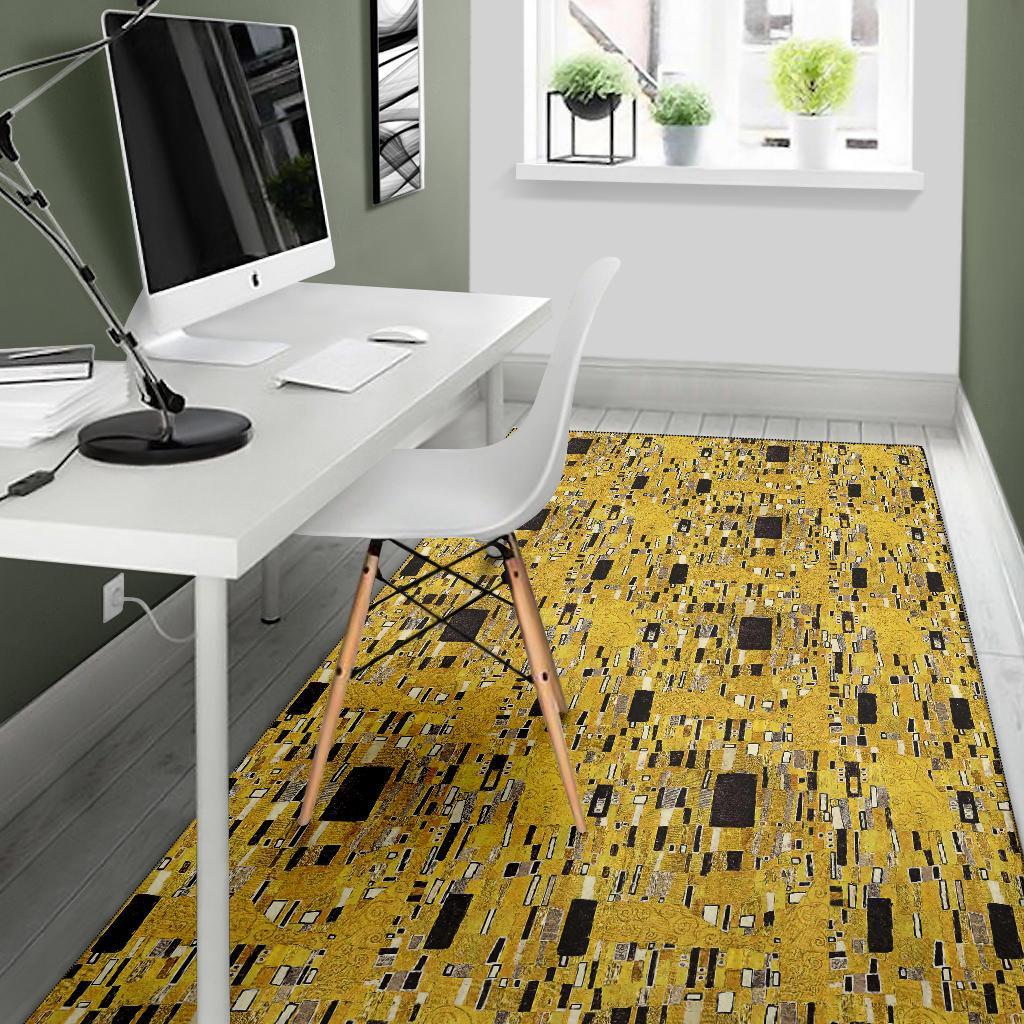 Klimt Gold Print Pattern Floor Mat-grizzshop