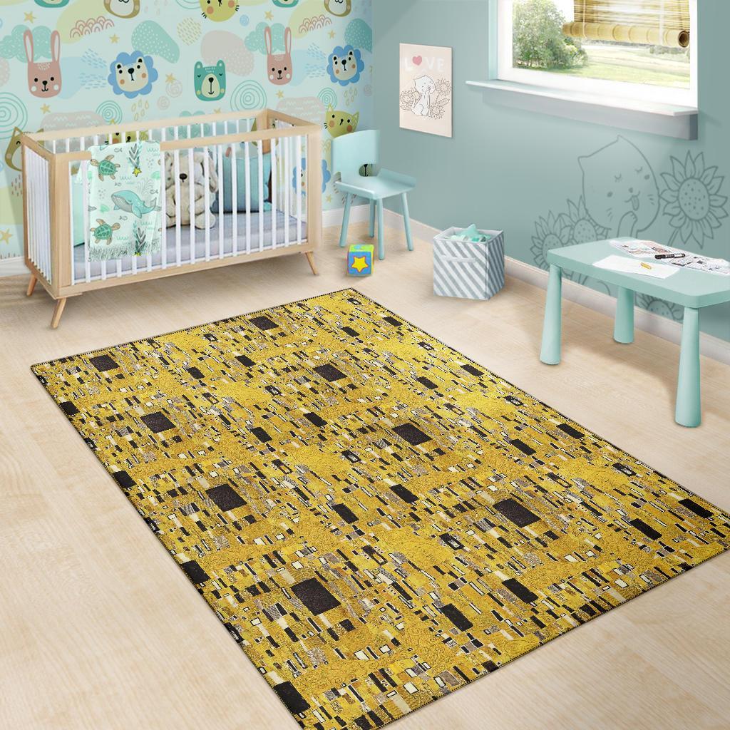 Klimt Gold Print Pattern Floor Mat-grizzshop