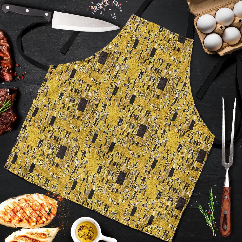 Klimt Gold Print Pattern Men's Apron-grizzshop
