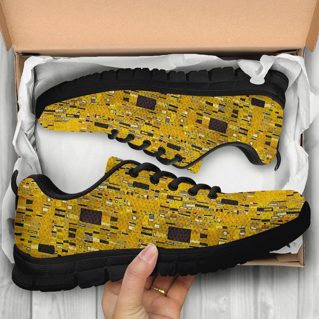 Klimt Gold Print Pattern Sneaker Shoes For Men Women-grizzshop