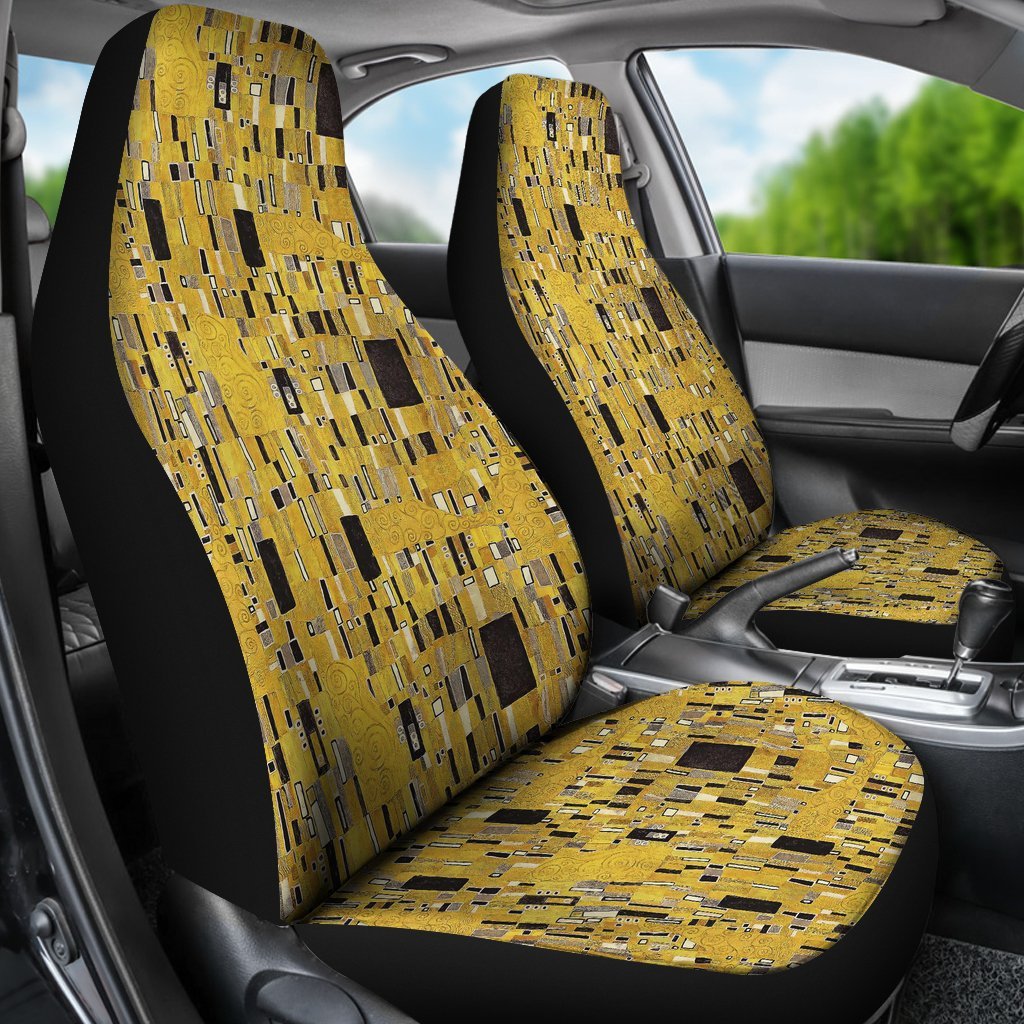 Klimt Gold Print Pattern Universal Fit Car Seat Covers-grizzshop