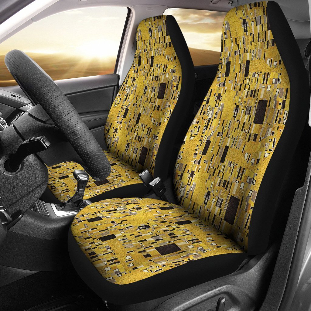 Klimt Gold Print Pattern Universal Fit Car Seat Covers-grizzshop