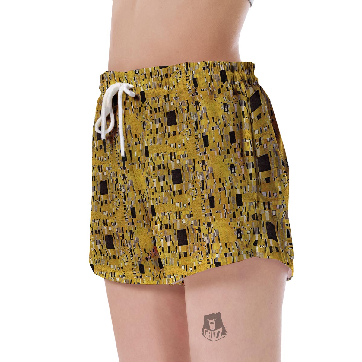 Klimt Gold Print Pattern Women's Shorts-grizzshop