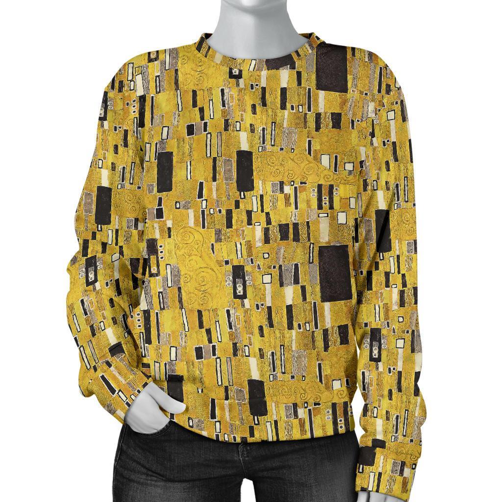 Klimt Gold Print Pattern Women's Sweatshirt-grizzshop