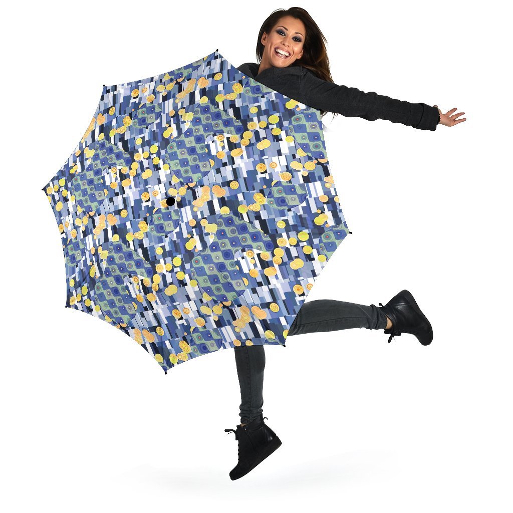 Klimt Pattern Print Automatic Foldable Umbrella-grizzshop