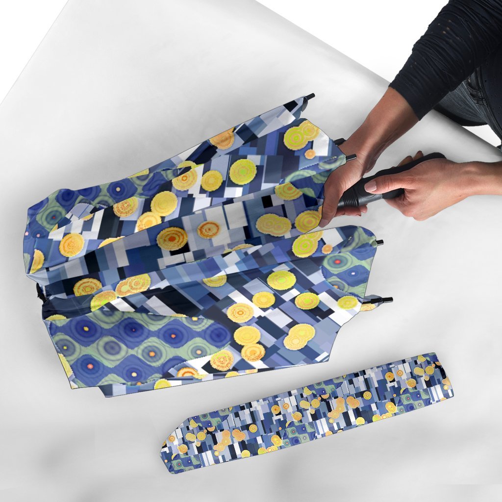 Klimt Pattern Print Automatic Foldable Umbrella-grizzshop