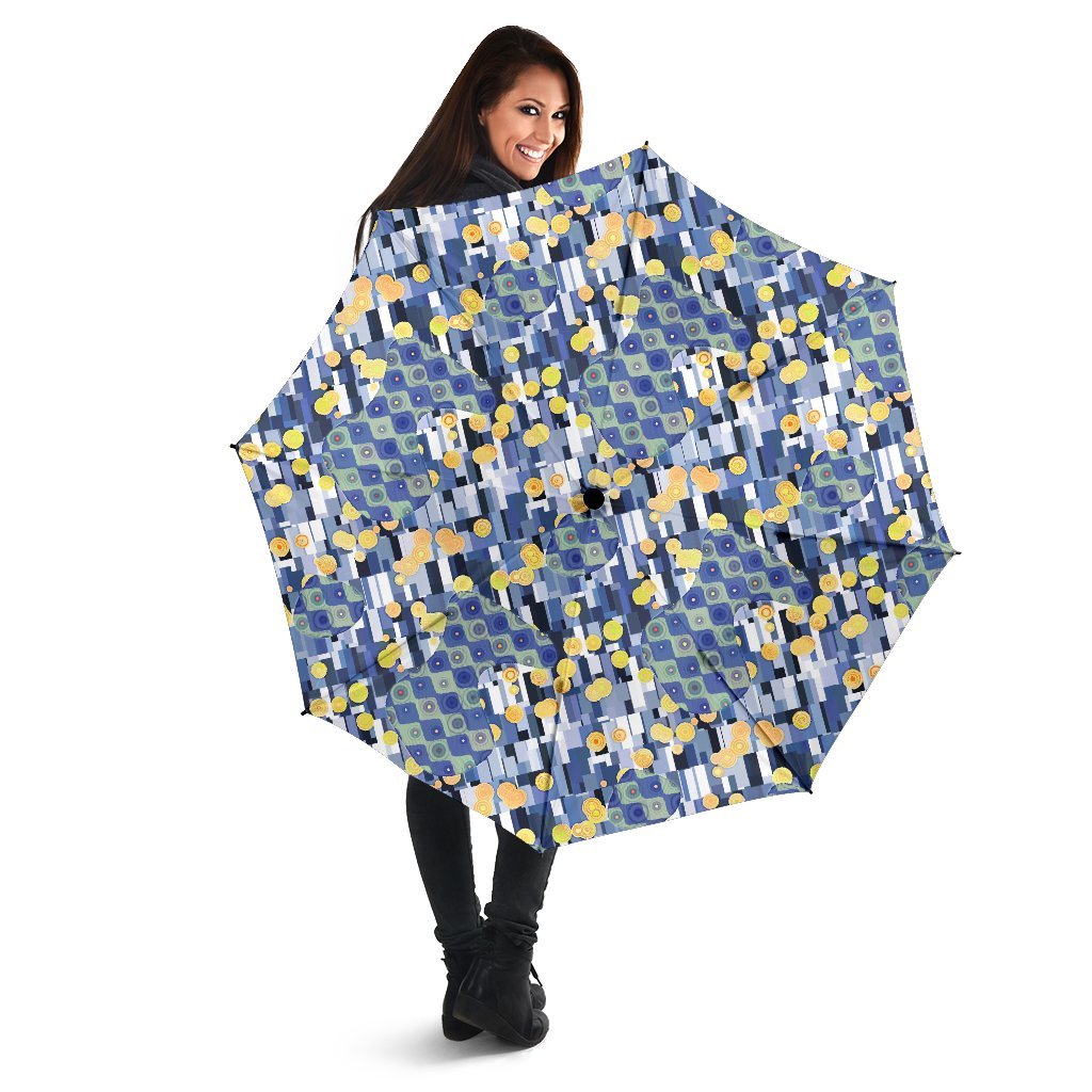 Klimt Pattern Print Automatic Foldable Umbrella-grizzshop