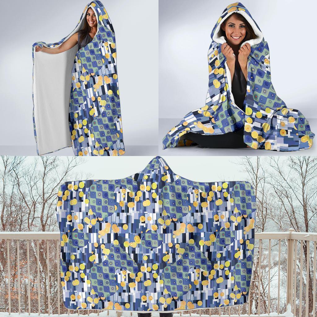 Klimt Pattern Print Hooded Blanket-grizzshop