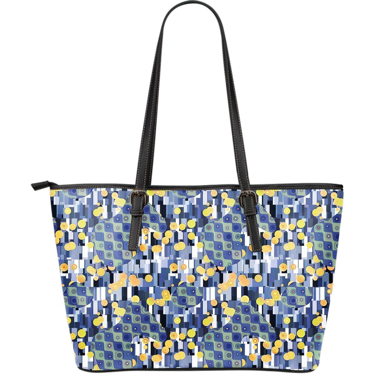 Klimt Pattern Print Leather Tote Bag-grizzshop