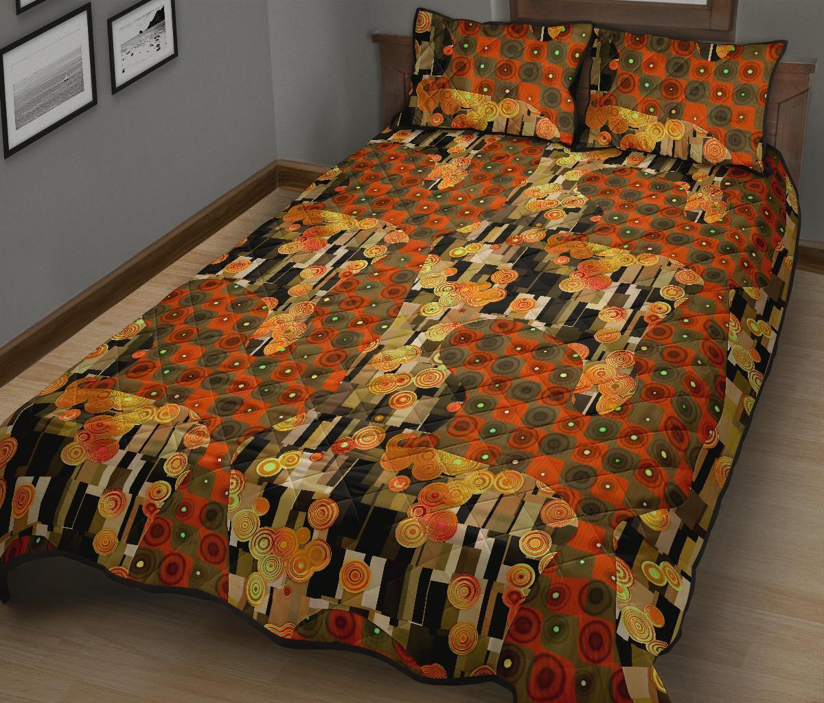 Klimt Print Pattern Bed Set Quilt-grizzshop