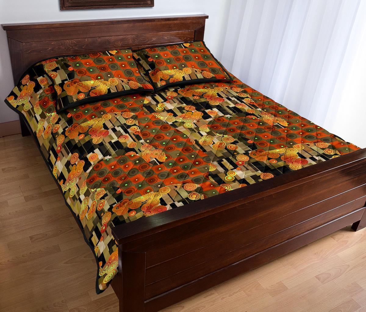 Klimt Print Pattern Bed Set Quilt-grizzshop