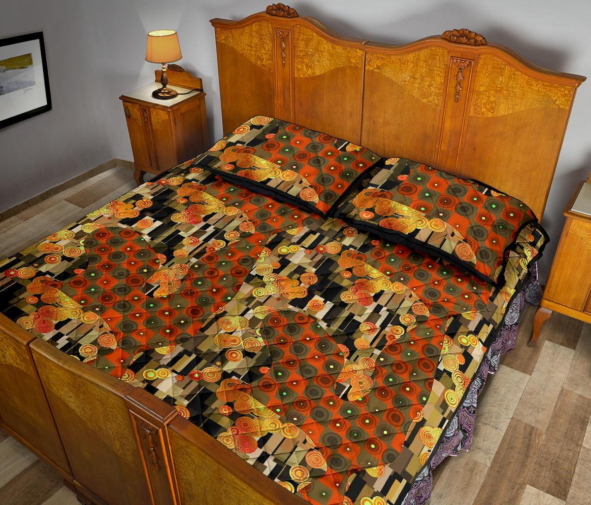 Klimt Print Pattern Bed Set Quilt-grizzshop