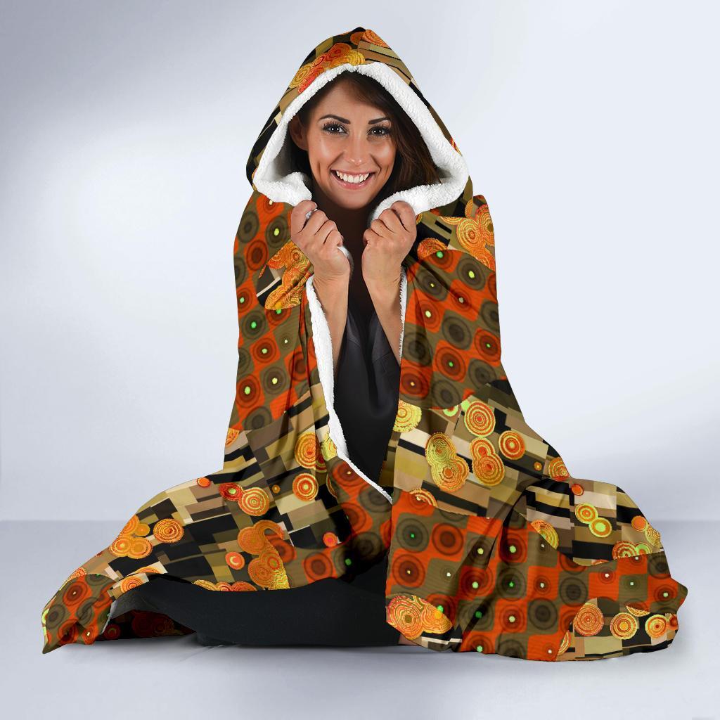 Klimt Print Pattern Hooded Blanket-grizzshop