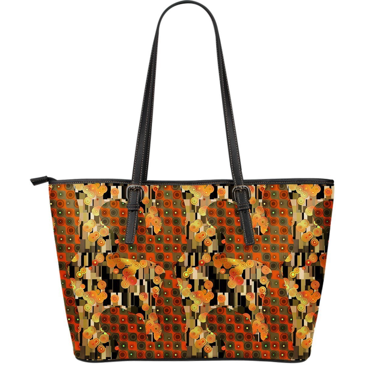 Klimt Print Pattern Leather Tote Bag-grizzshop