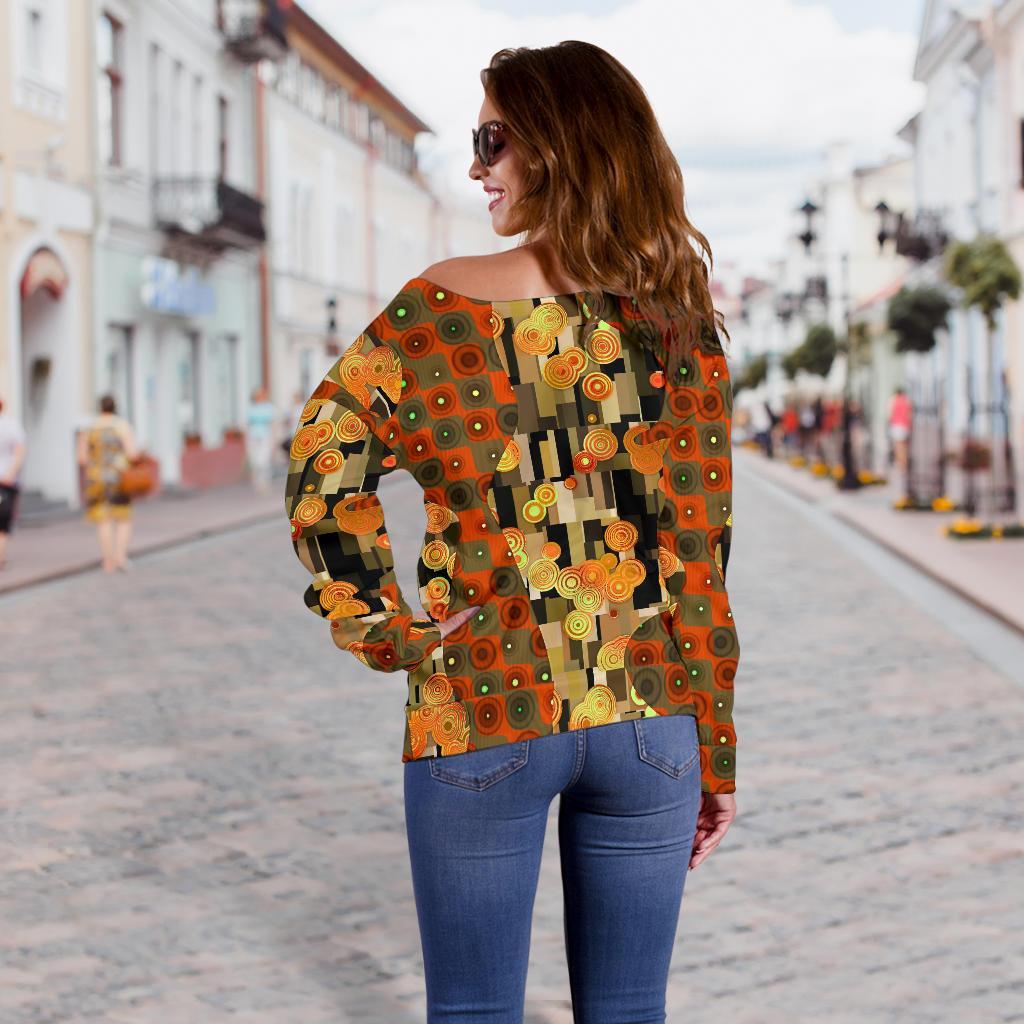 Klimt Print Pattern Women Off Shoulder Sweatshirt-grizzshop