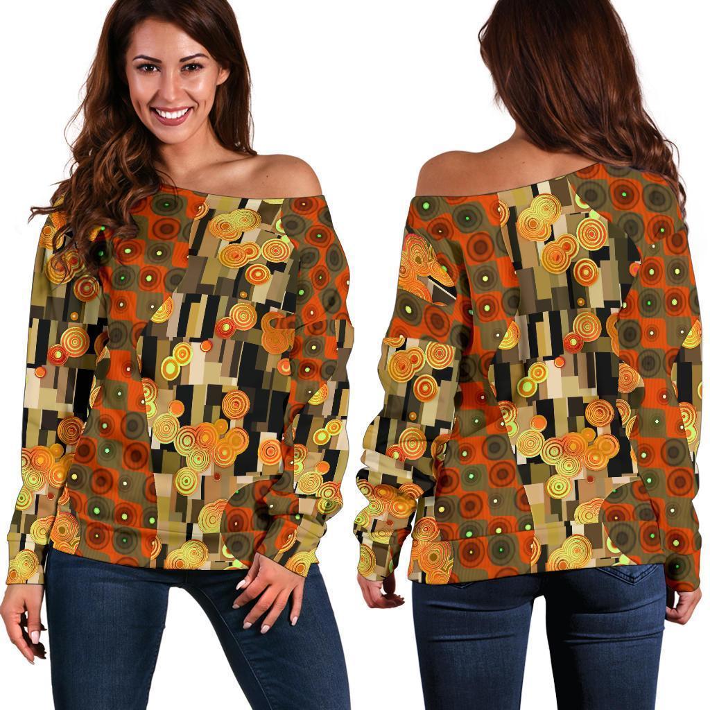 Klimt Print Pattern Women Off Shoulder Sweatshirt-grizzshop