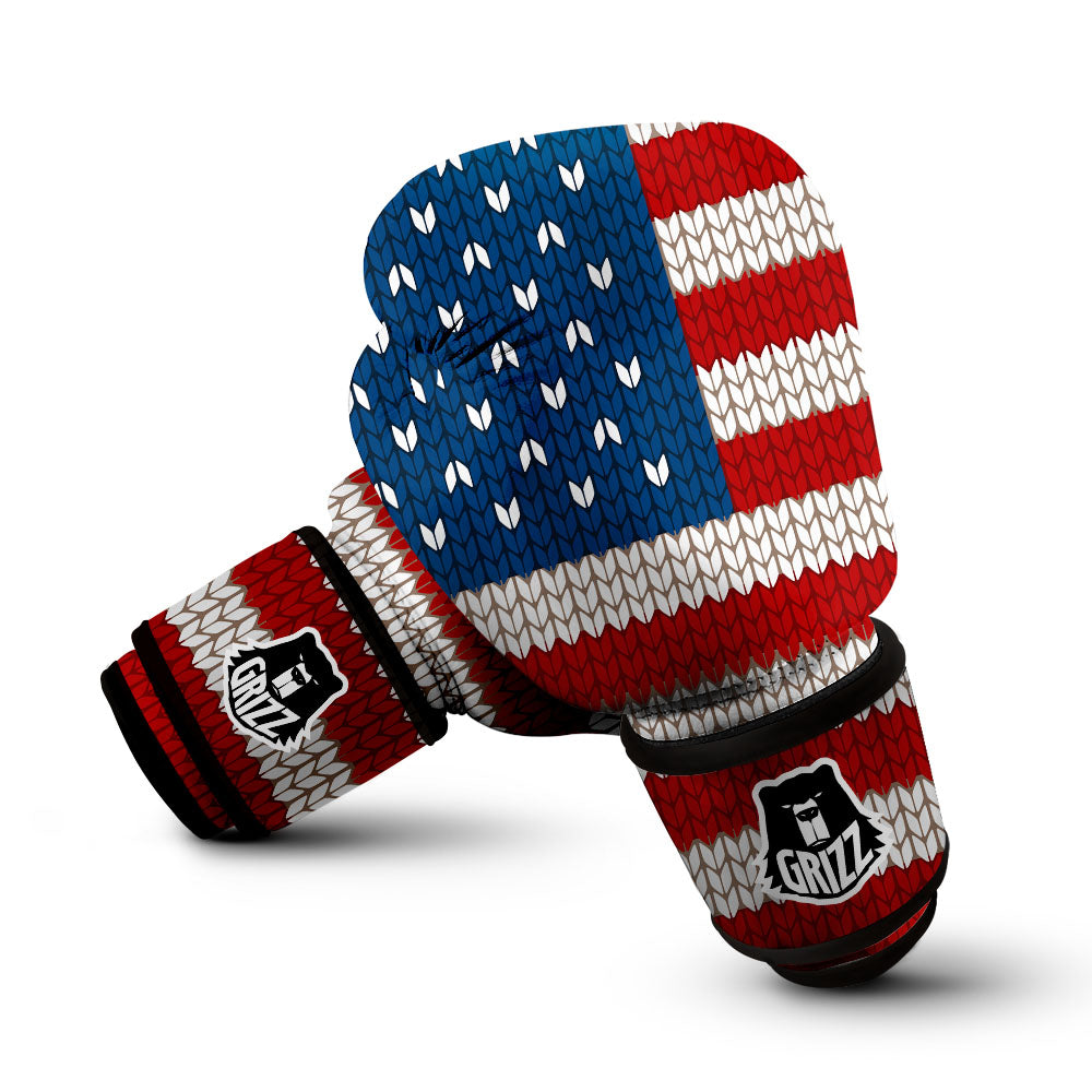 Knitted American Flag Print Boxing Gloves-grizzshop