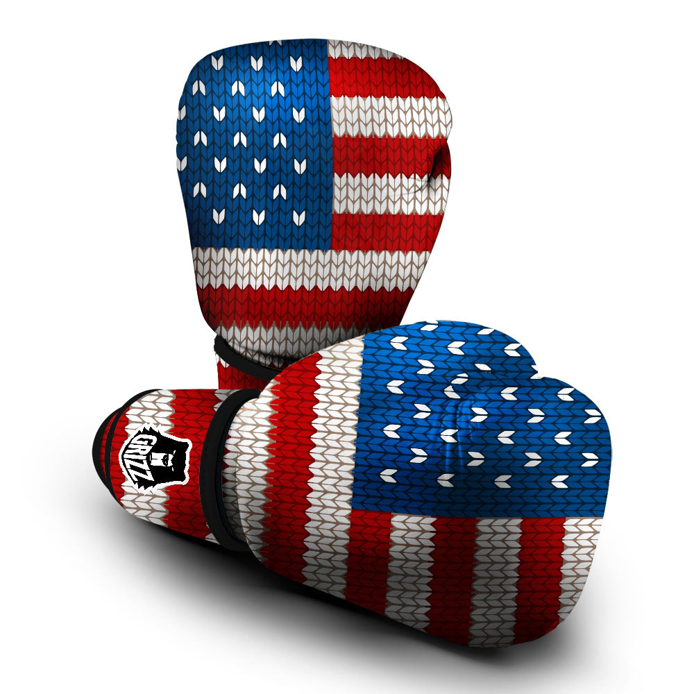 Knitted American Flag Print Boxing Gloves-grizzshop