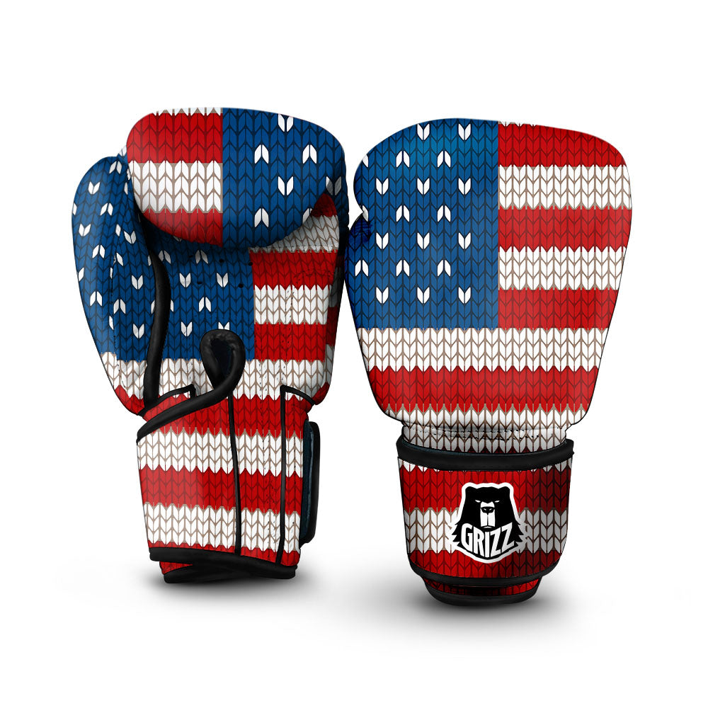 Knitted American Flag Print Boxing Gloves-grizzshop