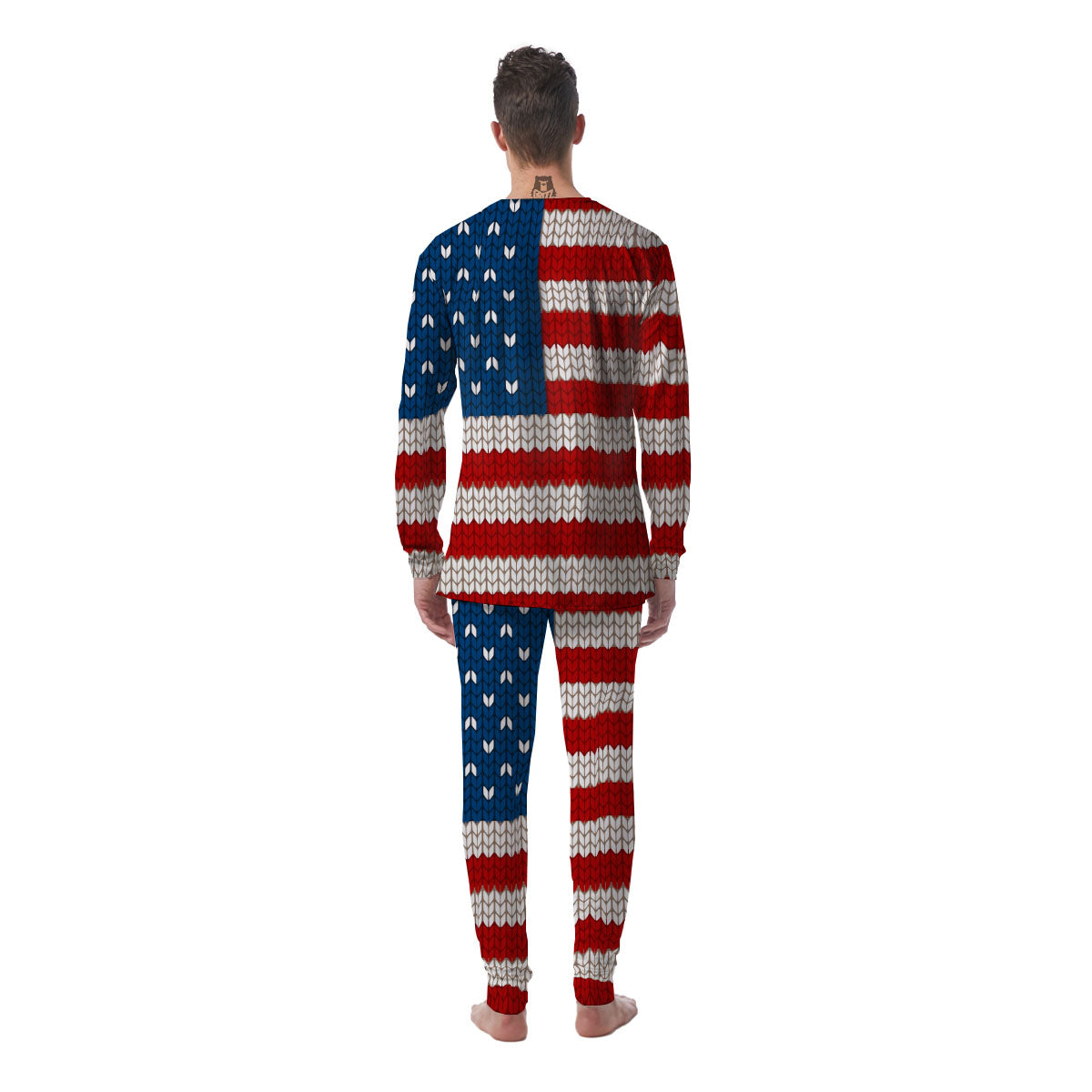 Knitted American Flag Print Men's Pajamas-grizzshop