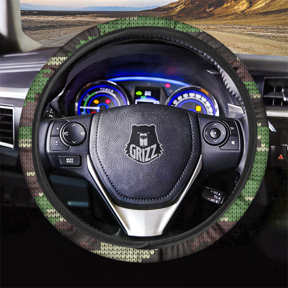 Knitted Army Camouflage Print Pattern Car Steering Wheel Cover-grizzshop