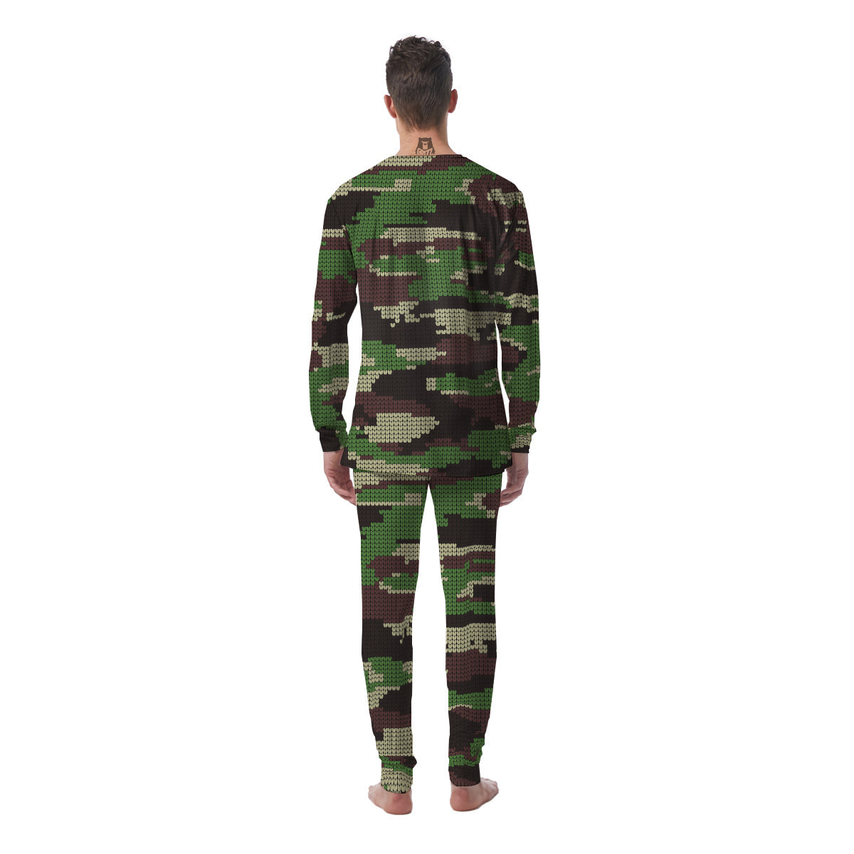 Knitted Army Camouflage Print Pattern Men's Pajamas-grizzshop