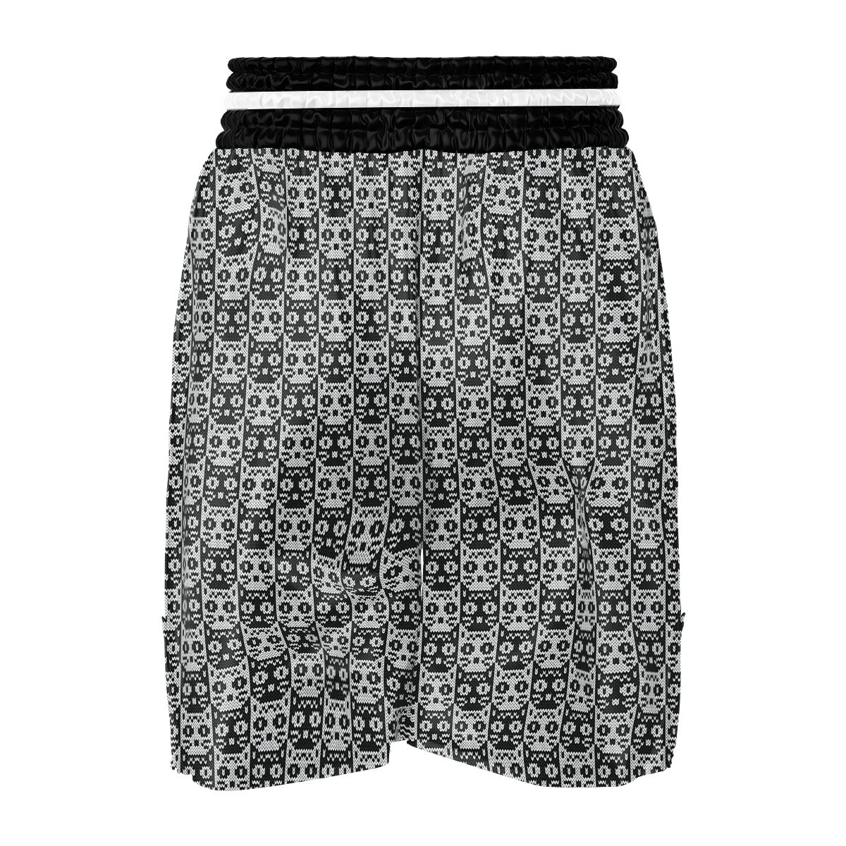 Knitted Black Cat Print Pattern Boxing Shorts-grizzshop