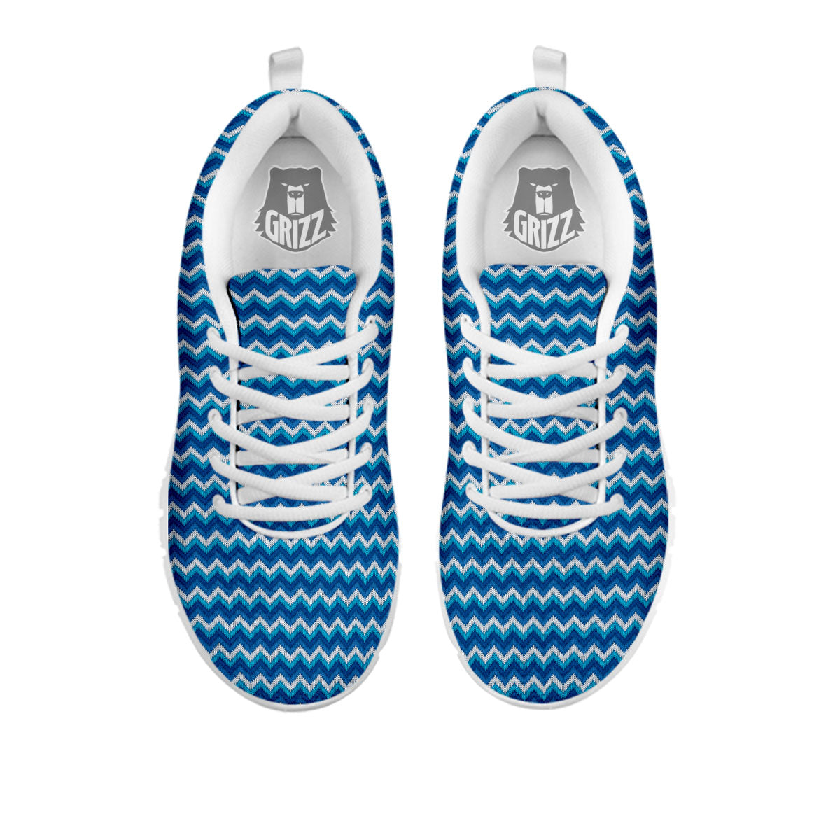 Knitted Blue Chevron Print Pattern White Sneaker-grizzshop