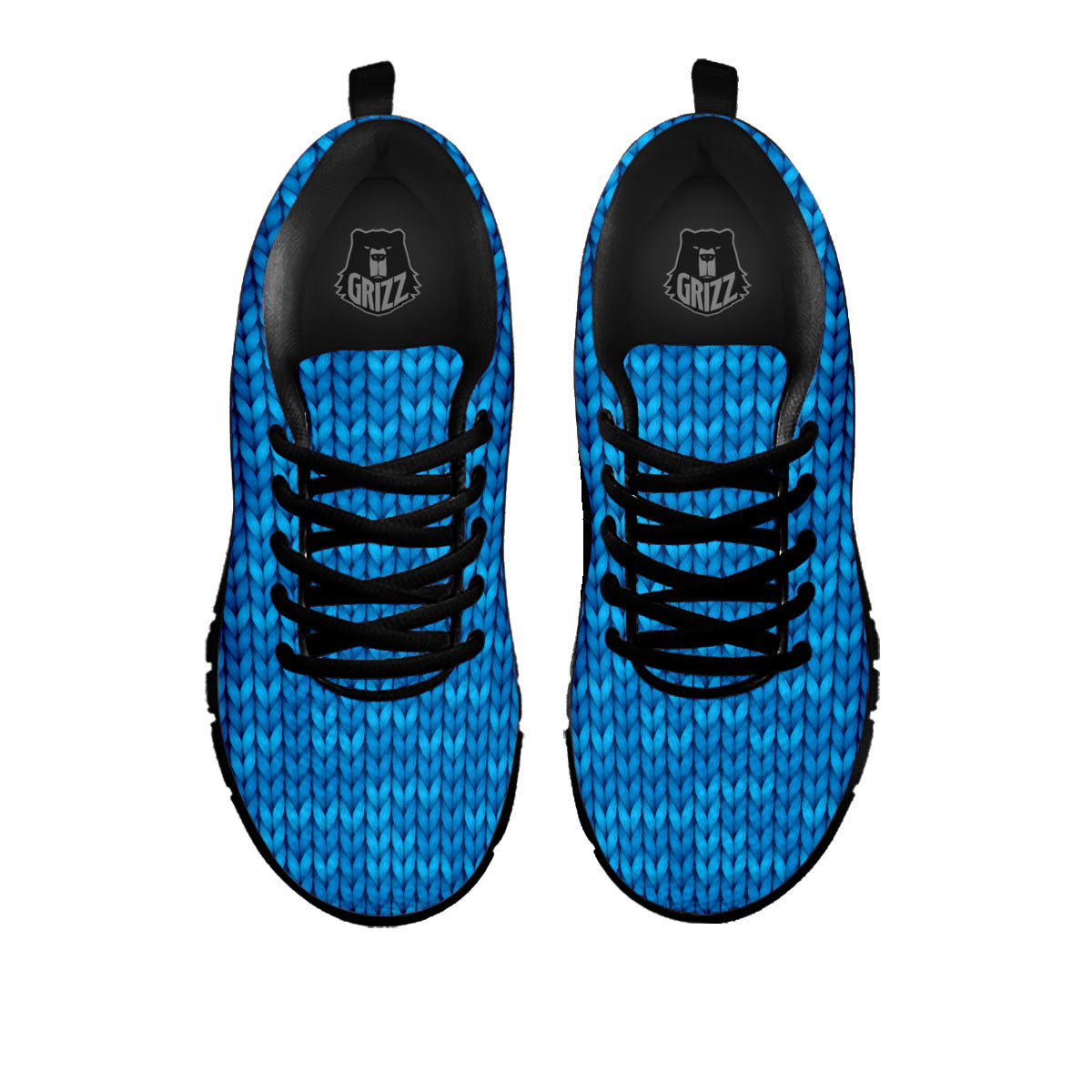 Knitted Blue Print Pattern Black Sneaker-grizzshop