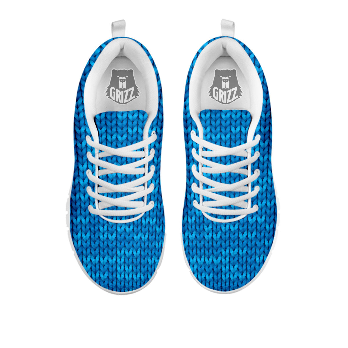 Knitted Blue Print Pattern White Sneaker-grizzshop