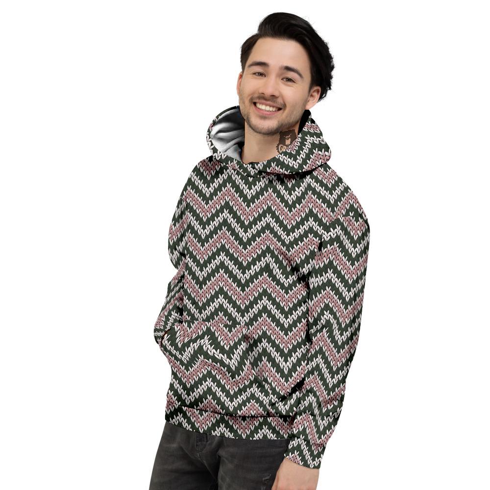 Knitted Chevron Vintage Print Pattern Men's Hoodie-grizzshop