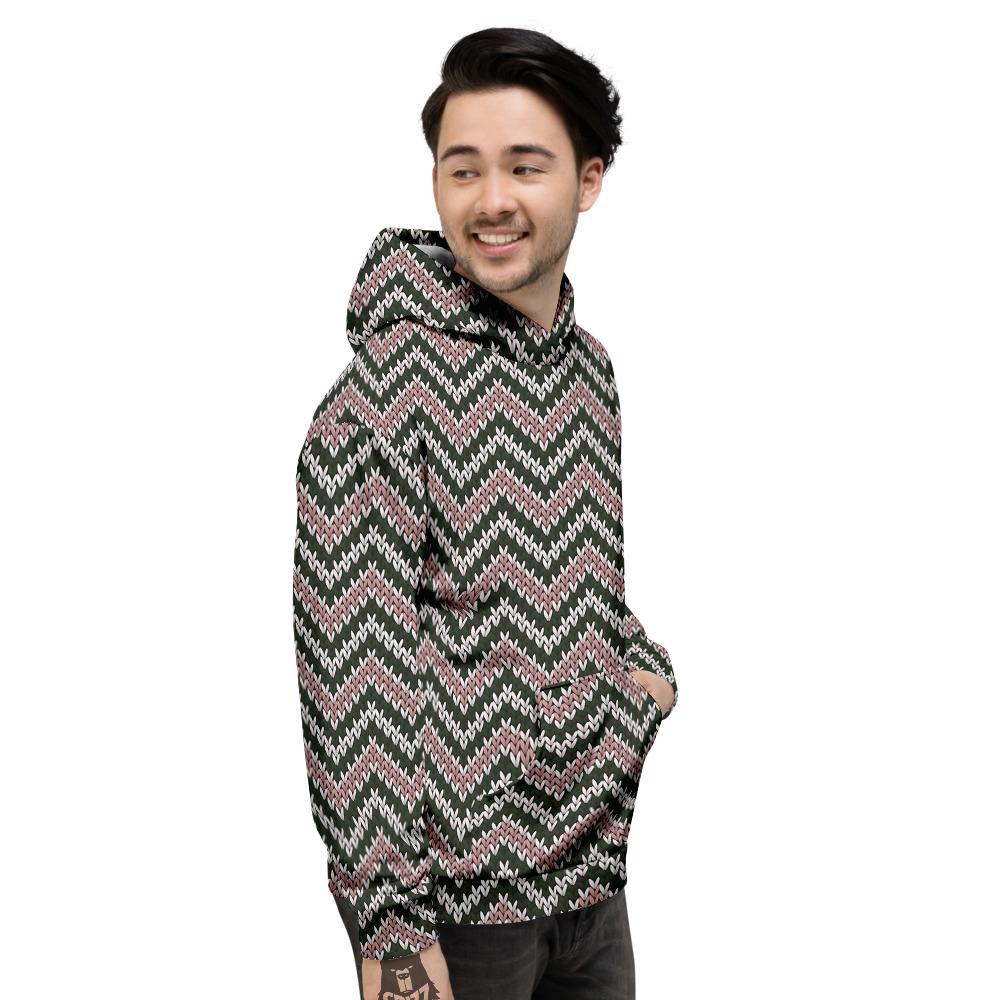 Knitted Chevron Vintage Print Pattern Men's Hoodie-grizzshop