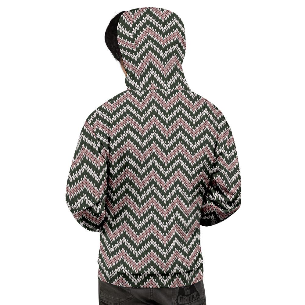 Knitted Chevron Vintage Print Pattern Men's Hoodie-grizzshop