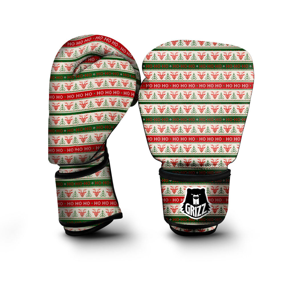 Knitted Christmas Print Pattern Boxing Gloves-grizzshop