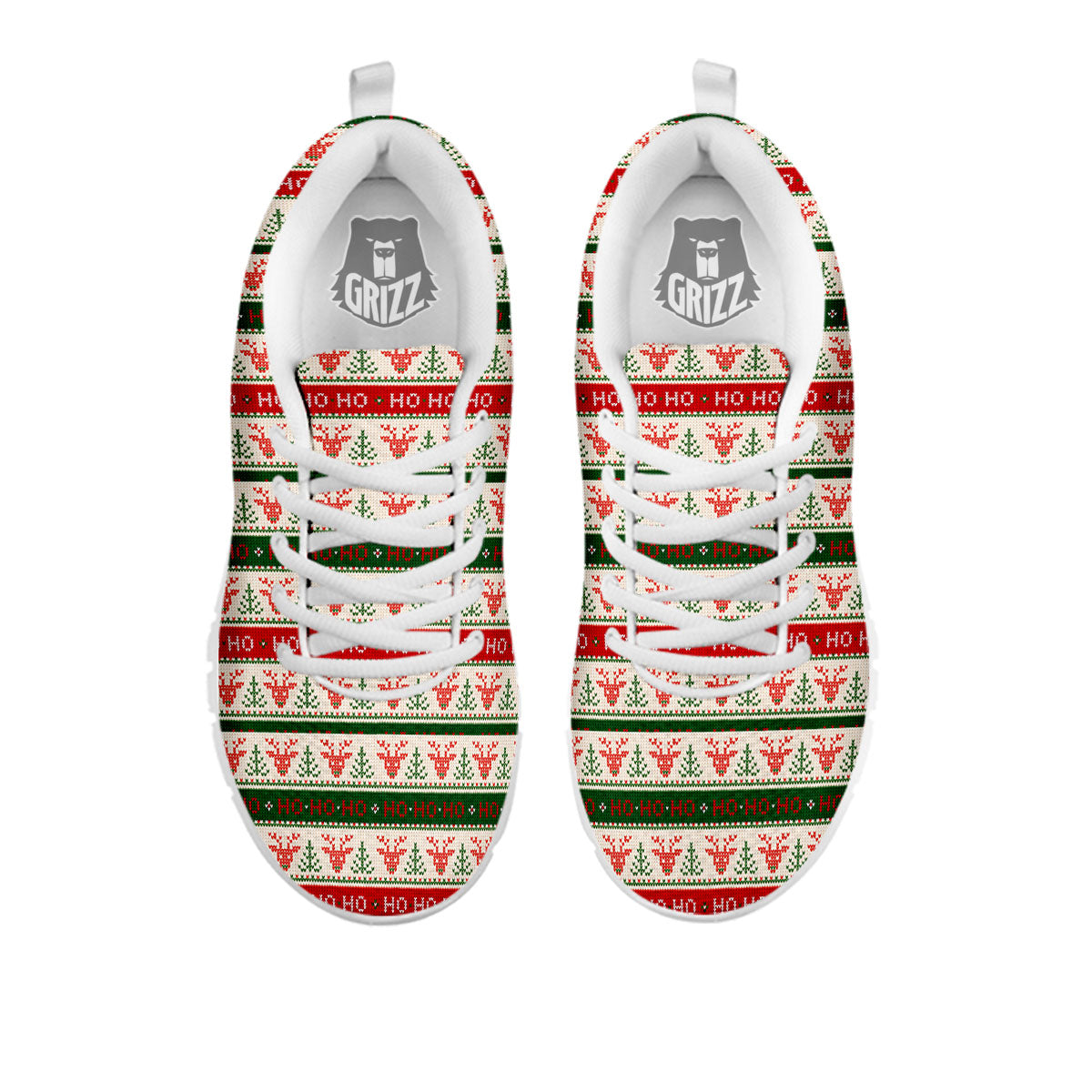 Knitted Christmas Print Pattern White Sneaker-grizzshop