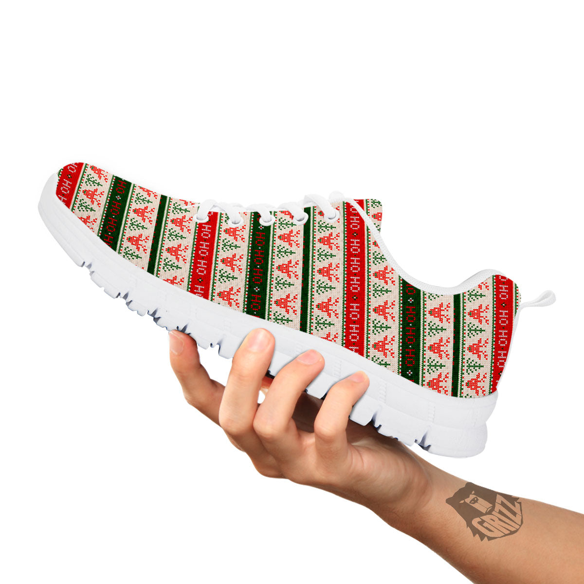 Knitted Christmas Print Pattern White Sneaker-grizzshop