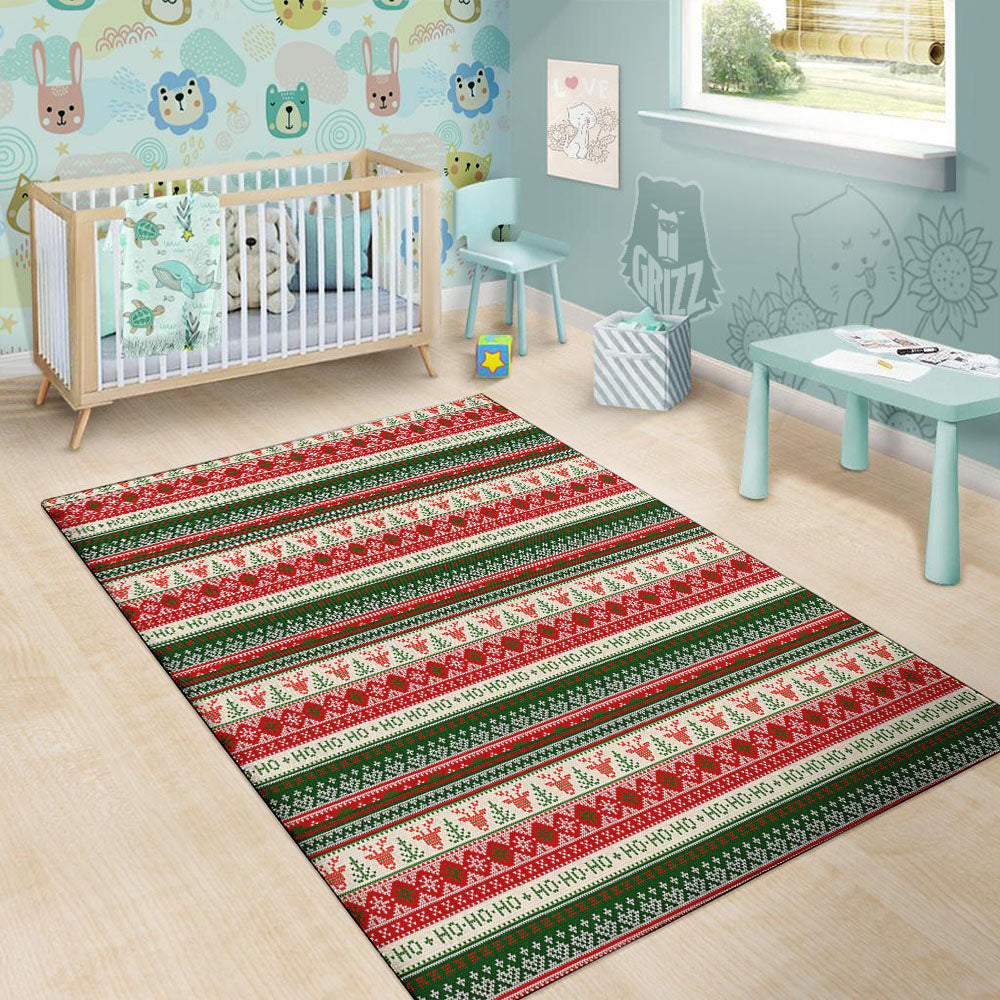 Knitted Christmas Tree Print Pattern Floor Mat-grizzshop