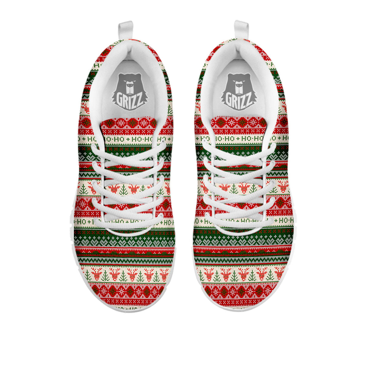 Knitted Christmas Tree Print Pattern White Sneaker-grizzshop