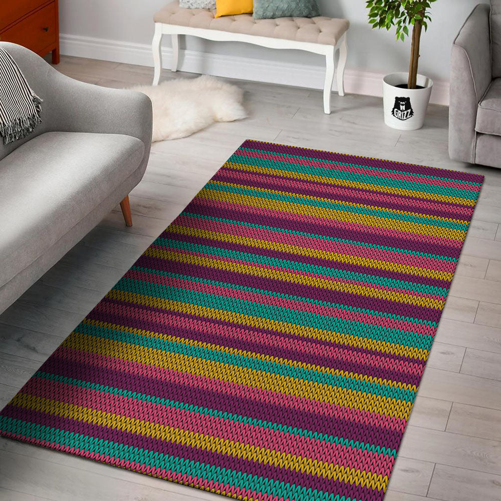 Knitted Colorful Print Pattern Floor Mat-grizzshop