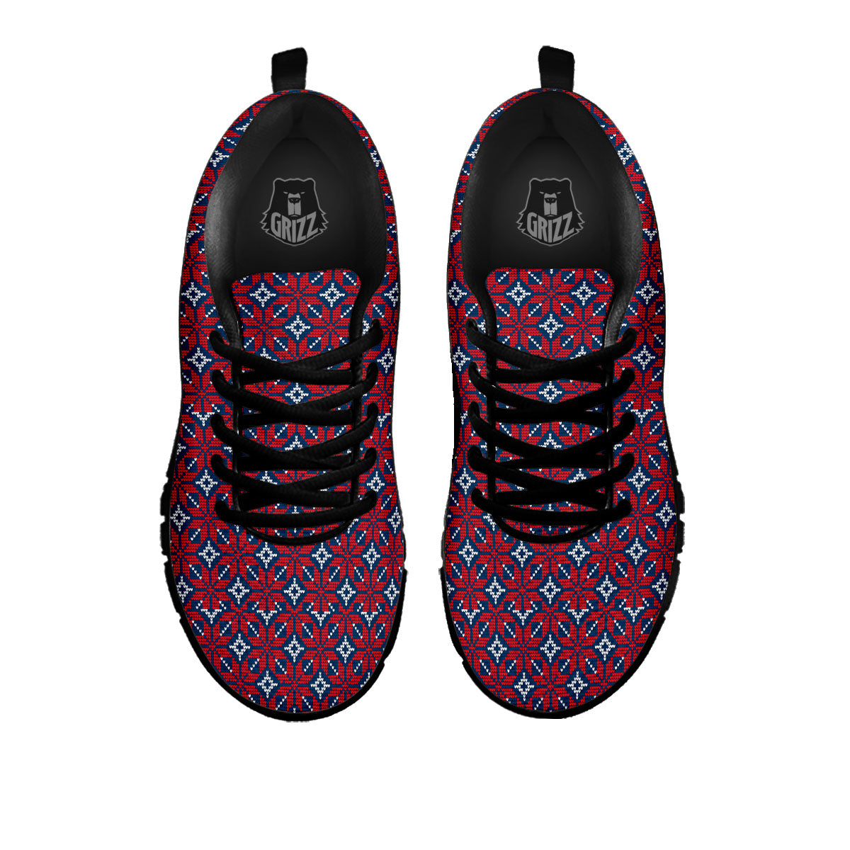 Knitted Flower Print Pattern Black Sneaker-grizzshop