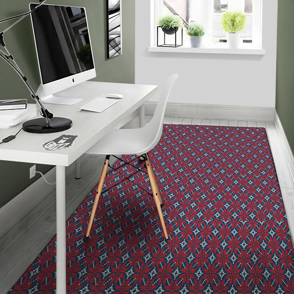 Knitted Flower Print Pattern Floor Mat-grizzshop