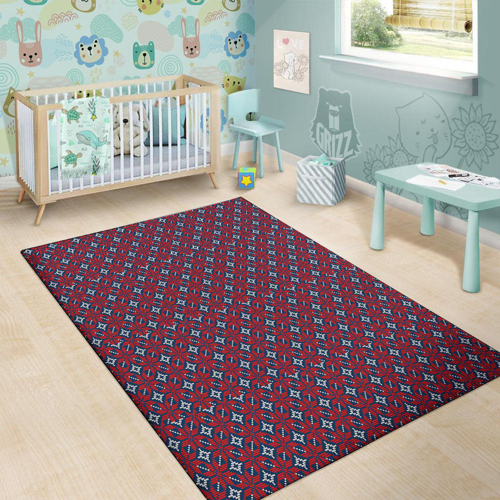 Knitted Flower Print Pattern Floor Mat-grizzshop