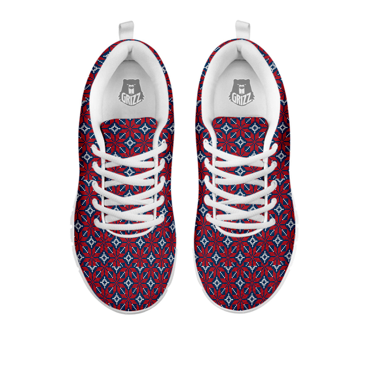 Knitted Flower Print Pattern White Sneaker-grizzshop