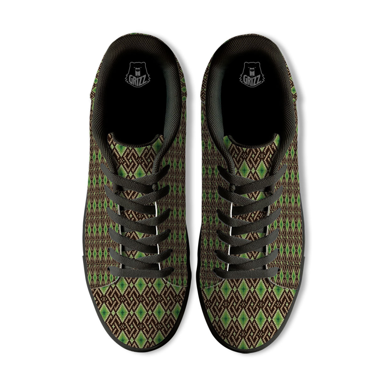 Knitted Geometric Print Pattern Black Low Top Sneakers-grizzshop