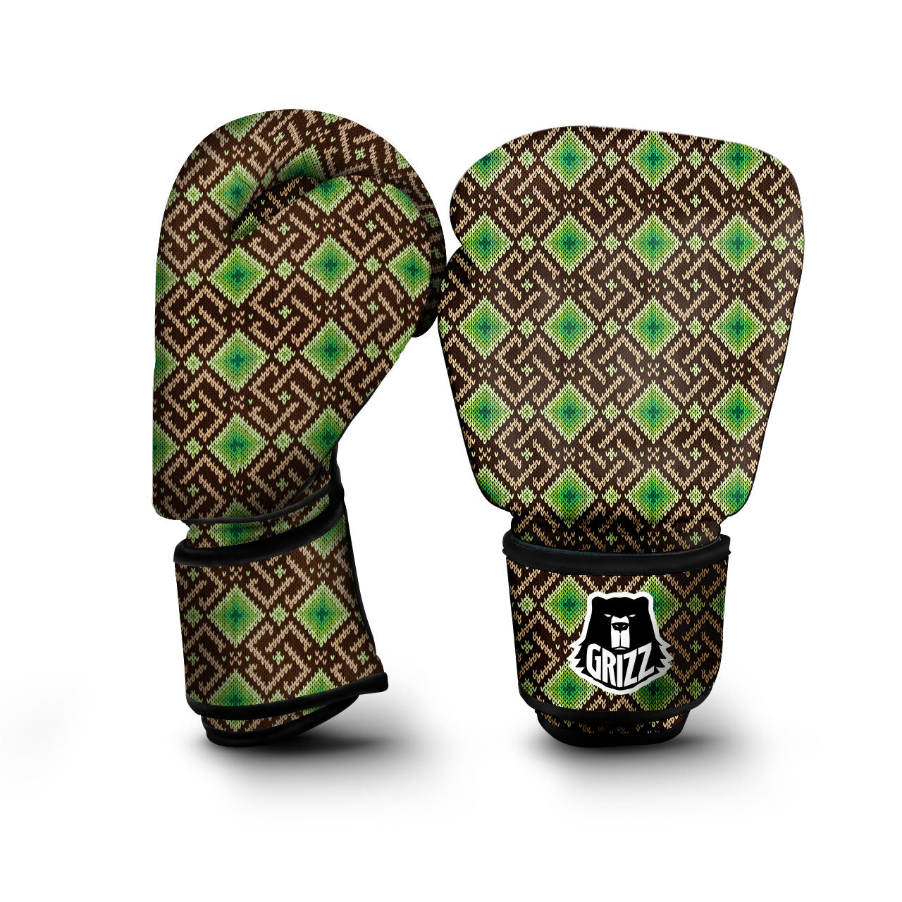 Knitted Geometric Print Pattern Boxing Gloves-grizzshop