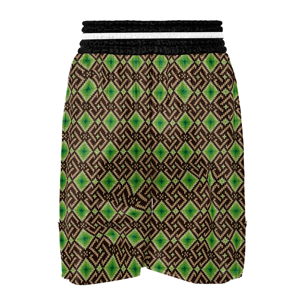 Knitted Geometric Print Pattern Boxing Shorts-grizzshop