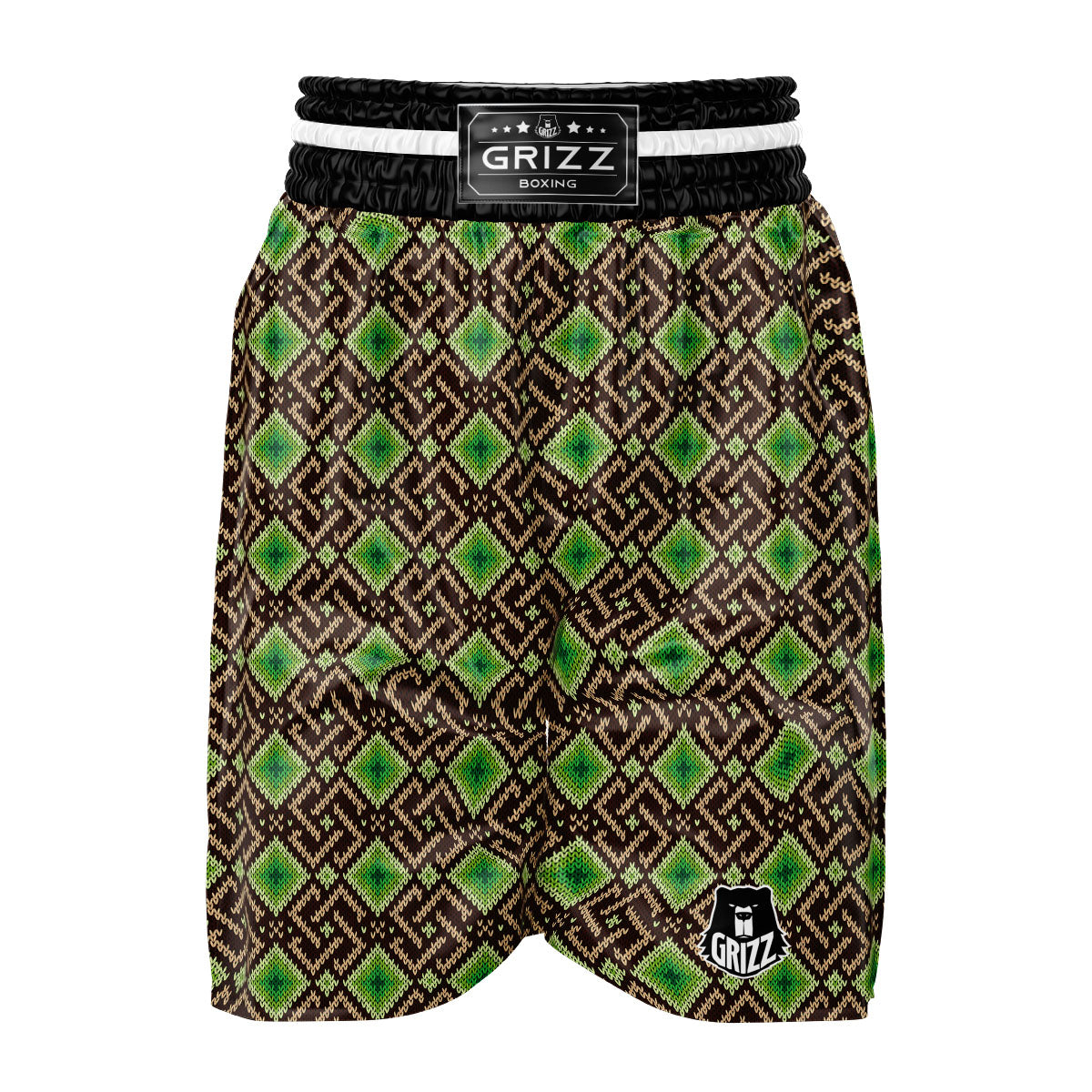 Knitted Geometric Print Pattern Boxing Shorts-grizzshop